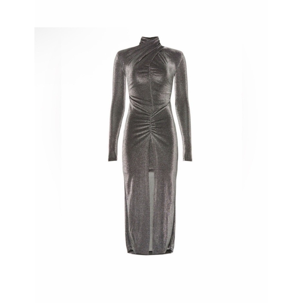 AllSaints Ayla Silver‎ Long Sleeves Shoulder Pads Dress Size 4